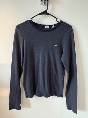 Levi's Black and Blue Striped Crewneck Long Sleeve